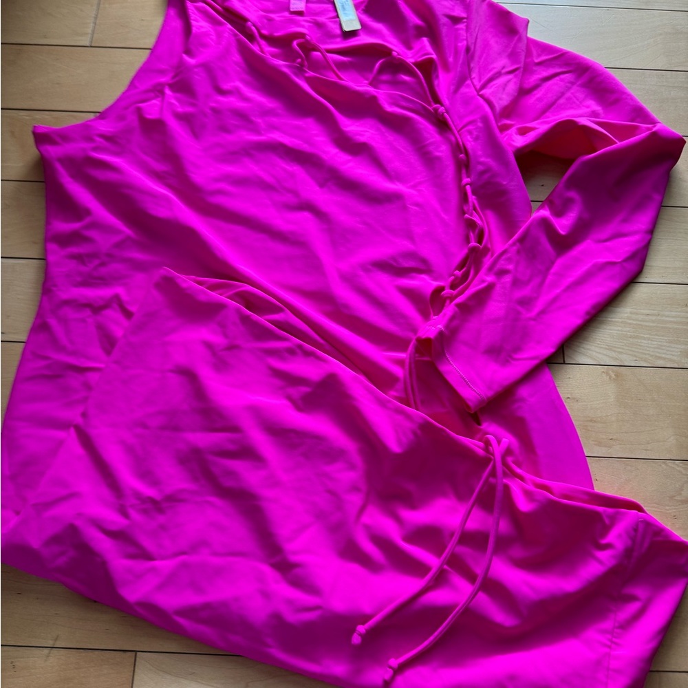 skims one shoulder lace up mini dress - Picture 2 of 4